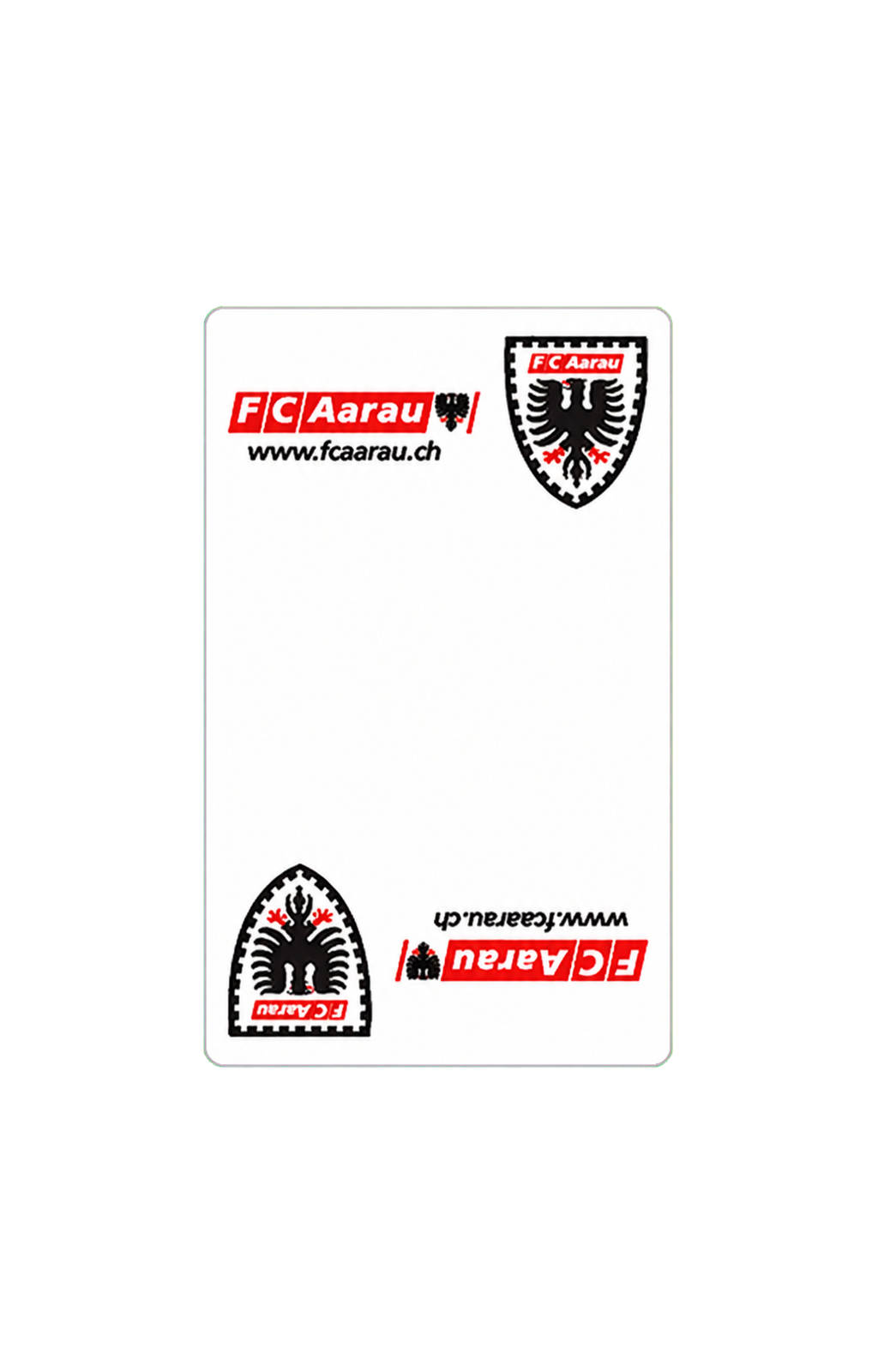 Vereinsjasskarten mit FC-Aarau-Wappen als Beispiel für individuell bedruckte Kartenrückseiten